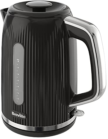 Breville Bold Black Electric Kettle | 1.7L | 3kW Fast Boil | Black & Silver Chrome [VKT221]