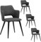 MEUBLE COSY Lot de 4 Chaises de Salle à Manger Scandinave Fauteuil avec Accoudoirs Assise rembourrée en Tissu Pieds en métal pour Cuisine Salon Chambre Bureau, Acier allié, Gris, 48x54,5x80cm
