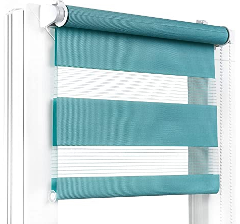 Fenster DEKOR - Rollos für Fenster Hell-Meergrün - Klemmfix Rollo ohne Bohren 150 x 55 cm - Doppelrollo mit einer breiten Auswahl an Größen und Farben - Blickdichte Rollos, einfach zu montieren