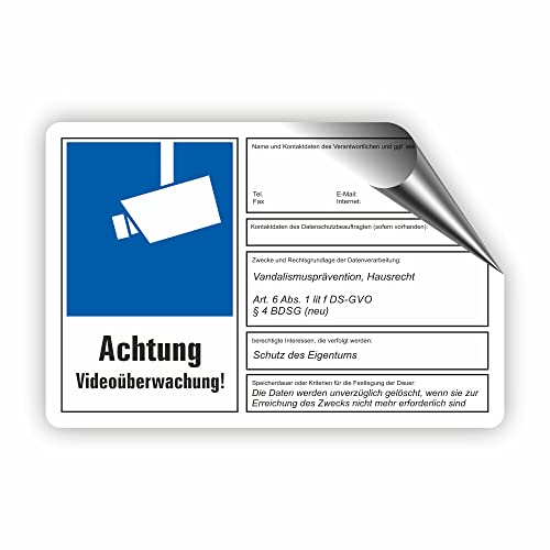 dsgvo BDSG - Videoüberwachung Schild/VÜ-014 - (45x30cm AUFKL.)
