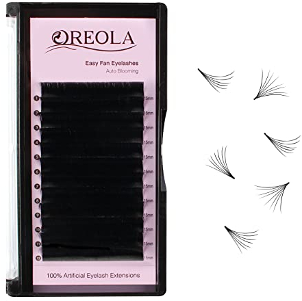Oreola Auto Blooming Volume Eyelash Extensions Matte Black Easy Fan Lashes Russian Self Fanning Eye Lashes D Curl 0.07 15mm for DIY
