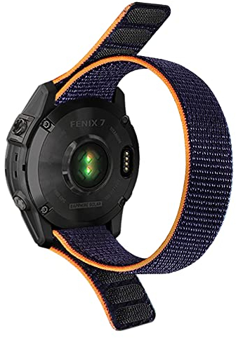 Niboow QuickFit 22mm Armband für Garmin Fenix 7 Pro Solar/Fenix 7/Garmin Epix 2 Pro 47mm, Nylon Atmungsaktives Ersatzarmband für Garmin Fenix 6 GPS/6 Pro GPS/5/5 Plus - Blau