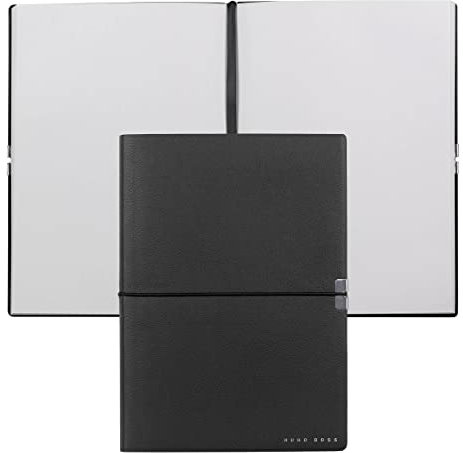 Hugo Boss Elegance Storyline Notizbuch A5 Schwarz – 80 Seiten, Kunstleder, edle Optik, HNH124AP