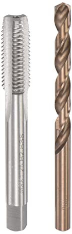 sourcing map M9 x 1.25 Taraud Droit Cannelure Filetage et 7.8mm Foret hélicoïdal Ensemble Métrique M35 Cobalt Haute Vitesse Acier Machine Enfilage Robinet Forage Outil pour Inox Acier