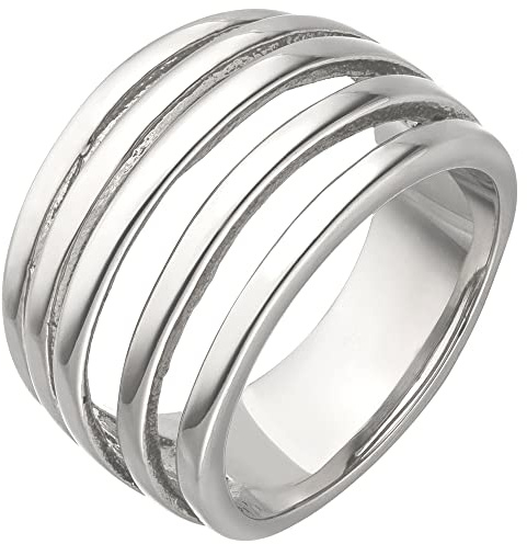 Jobo Damen-Ring breit aus Edelstahl