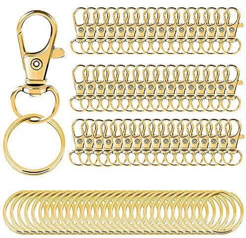 Zunedhys 100 STÜCKE Schwenken VerschlüSse SchlüSselband Karabiner mit SchlüSsel Ringen, SchlüSsel AnhäNger Karabiner für Schmuck Mach Es Selbst