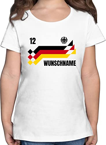 T-Shirt Mädchen - 2024 Fussball EM Fanartikel - Deutschland Trikot mit Name und Nummer Germany - 104 (3/4 Jahre) - Weiß - Kinder wm Nationalmannschaft Kindershirt Shirt fußball trikos