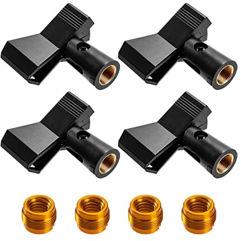 Pinza Microfono, Porta Supporti Flessibile Clip Alloggiamento con Filettatura Standard da 5/8 Adattatore Accessorio Compatibile con la Maggior Parte dei Microfoni Cablati e Wireless (4PCS)