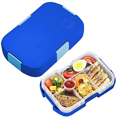 hombrima Lunchbox für Kinder, Bento Boxen, Lebensmittelaufbewahrungsbehälter mit 6 Fächern für Kinder, Erwachsene, Arbeit, Schule, geeignet für Mikrowelle und Geschirrspüler (Dunkelblau)
