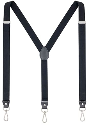 Ausukler Hosenträger Damen und schlanker Herren Extra Stark 2,5cm mit Karabiner Haken Elastischen Riemen für Jeans (Schwarz)
