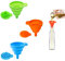 Lot de 3 entonnoirs pliables en silicone - 3 couleurs - Petit entonnoir de cuisine - Pour huile, bière, transfert de liquides (petit)