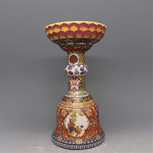 TONPOP Jingdezhen Emaille Blumenmuster Kerzenständer Jingdezhen Alte Antike Porzellan Ornamente (D 13 * 25cm)