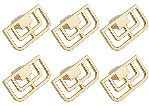 MOROBOR Chinese Cabinet Hardware Handles, 6pcs of Gold Brushed Drawer Handles, Closet TV Cabinet Stylish Golden Copper Handles Modern Chinese Auspicious Patterns Handle