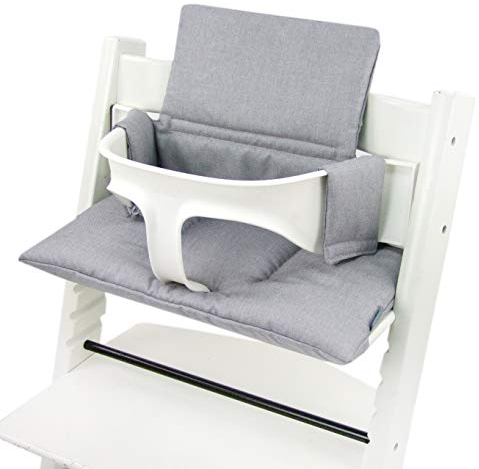 Sitzkissen Ersatzbezug Bezug Kissen-Set Sitzverkleinerer kompatibel mit Stokke Tripp Trapp für Hochstuhl-Kinderstuhl Mod. 2 (org. hellgrau)