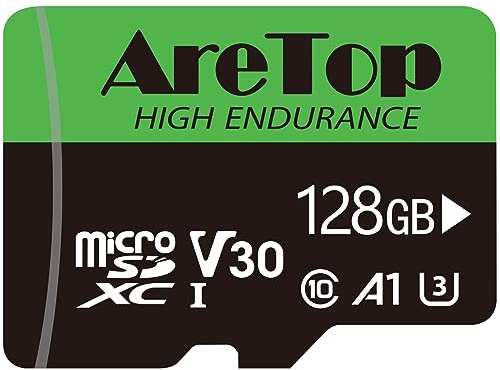 AreTop 128GB Micro SD Karte, SD Karte 1 Stück, SDXC, U3, V30, C10, UHS-I, Speicherkarte mit Adapter für Tablet/Drohne/Dashcam/Kamera/Telefon/Nintendo-Switch/PC, maximale Lesbarkeit 100MB/s