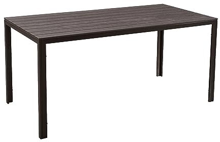 Totò Piccinni Tavolo rettangolare MESSICO 158x78 struttura in metallo piano in polietilene effetto legno per giardino (Marrone)