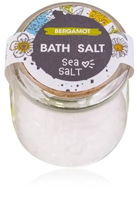 accentra Badesalz (Meersalz) MY BATH im Glas mit Korkkappe, 125g, Motiv/Duft: Bergamotte