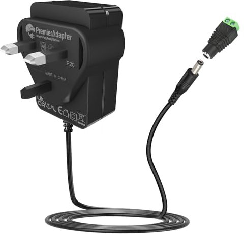 Premium 12V 2A Power Supply for LED Strip Lights - Reliable and Efficient AC to DC Converter, 24W UK Plug with 1.5M Cable, 5.5mm x 2.1mm Jack- Perfect for Commercial Lighting Solutions [LE21]