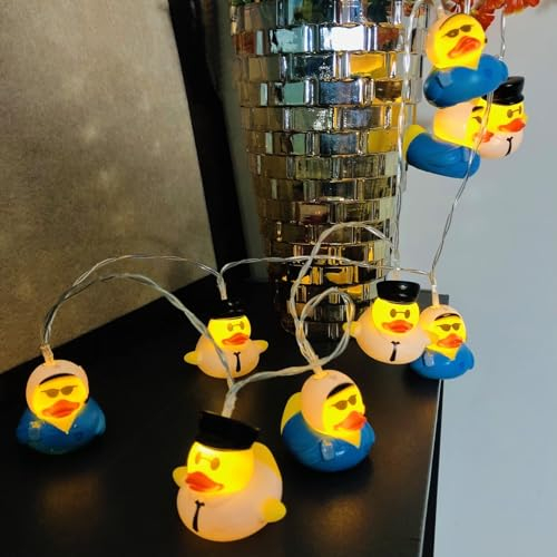 Riaxuebiy 3 m 20 LED Ente Lichterketten Ente Nachtlicht Batteriebetriebenes Ente Deko Lampe für Kindergeburtstag Kinderzimmer Party Camping (Kapitän Steward Ente)