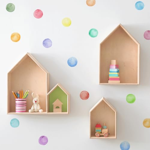 Mica-Mica Wandtattoo Kinderzimmer - Bunte Aquarell Punkte | Hochwertige Stoff-Wandtattoos | 100% PVC-frei | Nachhaltige Wanddeko, Wandaufkleber & Wandsticker | Deko fürs Babyzimmer | Klebepunkte