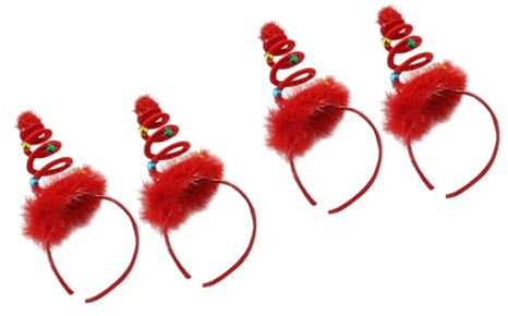minkissy 4 Nikolausmütze Stirnband Kopfbedeckung Schleife Stirnband rotes Stirnband personalisierte deko Haargummi mit Schleife Stirnband mit roter Schleife Haarreifen