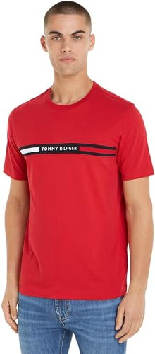 Tommy Hilfiger Men's Short Sleeve Round Neck T-Shirt, Red (Primary Red), XXL