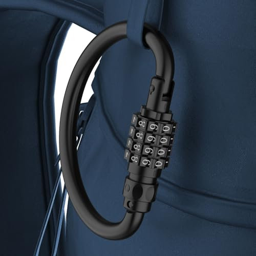 MeBantoo Heavy Duty Combination Locks, 4-Digit Combo Large D-Shaped Carabiner Clip Lock for Backpack, Helmetlok, Suitcase Luggage & Bike Security (1, Black)