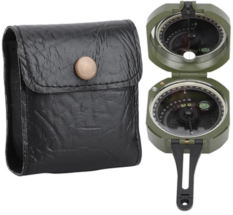 Military Compass Waterproof Lensatic with Luminous Dial | Zinc alloy body, shock resistant, for hiking orienteering geology survey, fluorescent display