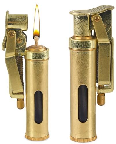 Nizirioo Vintage Messing Feuerzeug - Kerosene Lighter, Zinklegierung Kerosin, Nachfüllbar Mechanisches für Männer Geschenk (Rohes Kupfer)