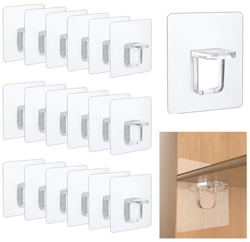 18 Stück Regalbodenträger, Selbstklebende Regalhalterung, Transparent Ohne Bohren Einlegeboden Halter, Selbstklebende Stützen für Einlegeboden, Kleiderschrank, Glashalter, Regalbretter