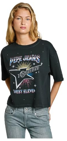 Pepe Jeans Damen Louise T-Shirt, Schwarz (Black), Large