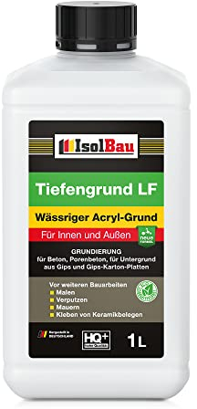 Isolbau Tiefengrund LF - 1 L Wässriger Acryl-Grund für Innen & Außen - Tiefgrund für professionelle Grundierung