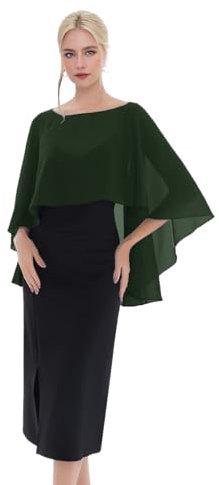 Generisch Damen übergröße Stola Chiffon Schal für Damen Elegant Chiffon tücher Leichter Weicher Schal Stola Damen Festlich Für Abendkleid Dunkelgrün