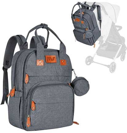 ms Sac à dos de rangement pour bébé, grand sac multifonctionnel pour bébé, porte-tétine et pour maman et papa (unisexe) - Idéal comme cadeau