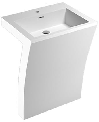 Lavabo sur colonne Lavabo sur pied créatif avec 1 trou de robinet et kit de vidange, lavabo à colonne de salle de bain monobloc, lavabo sur colonne de salle de bain en pierre artificielle avec trou de