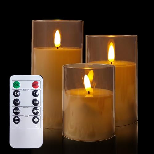 Flammenlose LED-Kerzen, 3-teiliges Set - Teelichter Mit Beweglicher Flamme, Batteriebetrieben, Fernbedienung Mit Timer - Für Hochzeit, Weihnachten, Home Decor - Grau