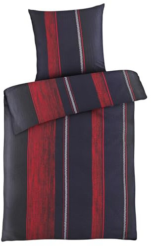 Carpe Sonno Seersucker Bettwäsche 135x200 Mikrofaser | Sommer Bettwäsche Seersucker Bettbezug 135 x 200 Sommerbettwäsche Bettwäsche-Sets gestreift Bügelfreie Bettwäsche Seersucker 135x200 Rot Schwarz