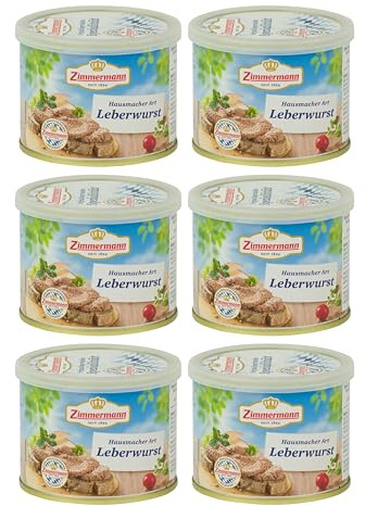 Food-United HAUSMACHER LEBERWURST GQB 6x200g Döschen | Qualitäts- und Herkunftssicherungsprogramm “Geprüfte-Qualität-Bayern” | Dosen-Wurst | bayerische Spezialität | von ZIMMERMANN