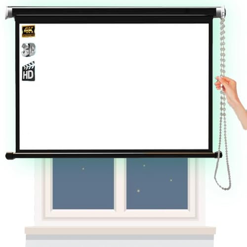 QSPNVFB 60 72 Schermo Cinematografico Muro/Soffitto, Schermo per Proiettore Manuale Estraibile, Home Theater Telo Proiettore Avvolgibile Auto-Locking(60 inch-4:3)
