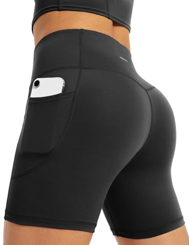Yogaration Kurze Leggings Damen High Waist, Radlerhose Damen mit 2 Seitentaschen, blickdichte Sport Shorts nahtlos für Fitness, Yoga, Laufen & Alltag