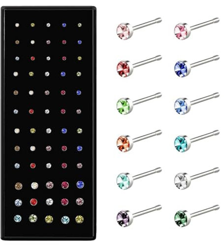 YAPKOLV 60 Pièces Piercing Nez Acier Chirurgical Hypoallergénique Bijoux pour Dames et Hommes Collier Nasal Septum Piercing Nase