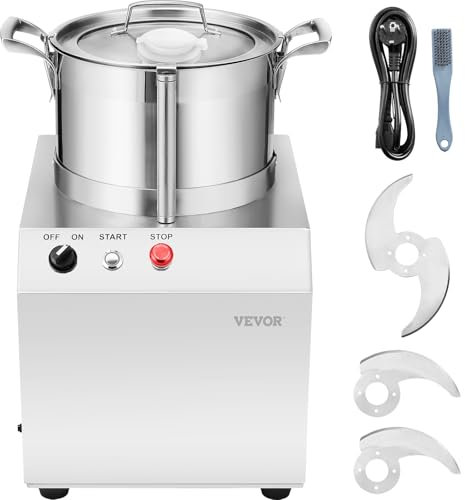 VEVOR Robot Culinaire et Hachoir à Légumes 6 L, Robot Multifonction en Acier Inoxydable de Qualité Alimentaire, avec 2 Lames Supplémentaires en S, pour Hacher Rapidement Fruits, Restaurant, Maison