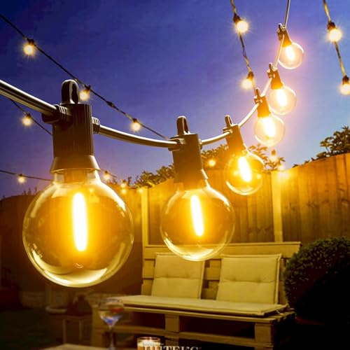 Kawaya Garden Lights Mains Powered 20M, Waterproof IP65 String Lights | Outdoor Festoon Light with 30+2 LED Globe Bulbs Shatterproof for Gazebo Patio Festival Party Balcony Wedding