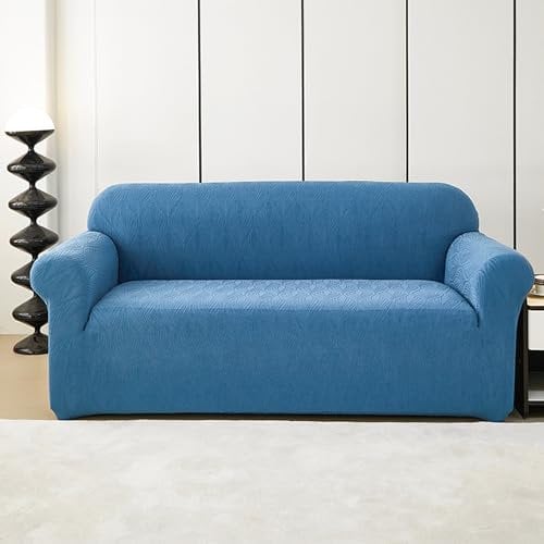 Hruile Vollsofabezug für 1-, 2-, 3-, 4-Sitzer, hochwertig, wasserabweisend, Sofabezüge, Couchüberzüge, Schonbezüge mit elastischer Unterseite, für Möbel, Wohnzimmer, L-förmiges Sofa (2-Sitzer, Blau)