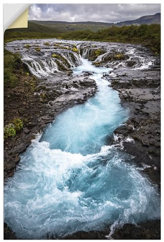 ARTland Wanddeko Wandtattoo selbstklebende Vinylfolie 40x60 cm Deko Natur Landschaft Wasserfall Bruarfoss Island U5LM