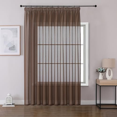 Joydeco Braun Maßgeschneidertes Stück Vorhänge für Schienensystem Schiene Gardinen Transparent Vorhang Durchlässig Curtains Modern Living Room