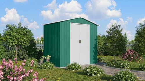 Pergart Gerätehaus Köln II 65, grün, 2,19 m² | Wetterfestes & stabiles Gartenhaus | Geräteschuppen aus verzinktem Stahlblech | Metallgerätehaus zur Aufbewahrung von Werkzeug