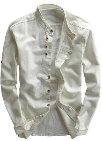 Veste Homme Ete Legere Chic Lin BoutonnéE -Chemise Homme Col Mao Manches Longues Surchemise DéContracté Haut Confortable Grande Taille Cardigan