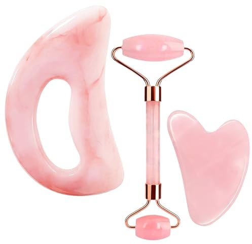 Gua Sha und Jade-Roller und Gesichtsmassagegerät für strahlende Haut, Augenroller für geschwollene Augen, Gua Sha für den Körper, für Frauen/Männer