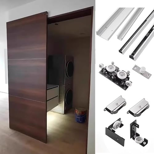 Rail Porte Coulissante Kit de Quincaillerie et Rail pour Porte Glissante Invisible, Track de Remplacement pour Porte Coulissante Escamotable de 80/90/100/120/150/200 cm, Système(3.1ft/93cm)